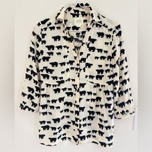 MAEVE Woodland Walk Bear Print Button Down Blouse – Anthropologie eclectic mama